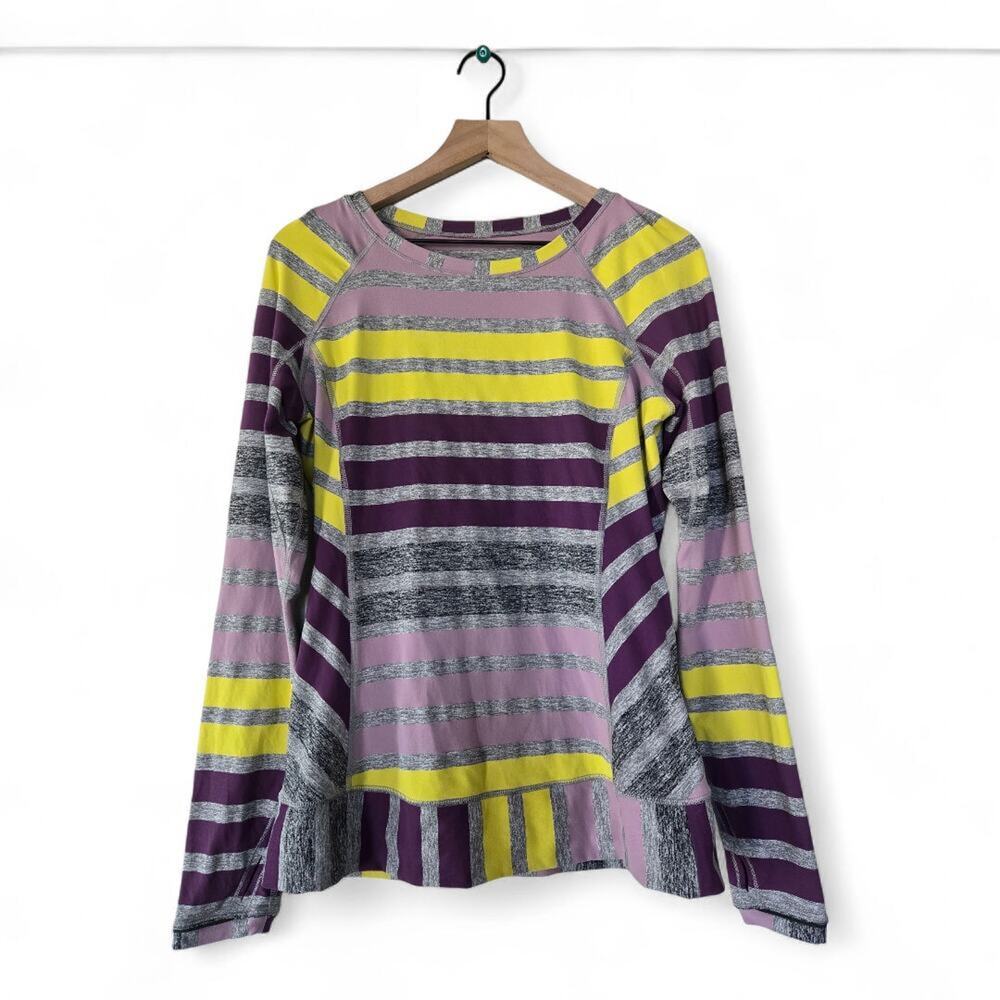 Lululemon Race Your Pace Striped Long Sleeve Running Top Size 6